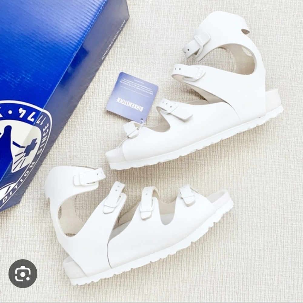 -Birkenstock Athen Gladiator White Leather. 35. NIB